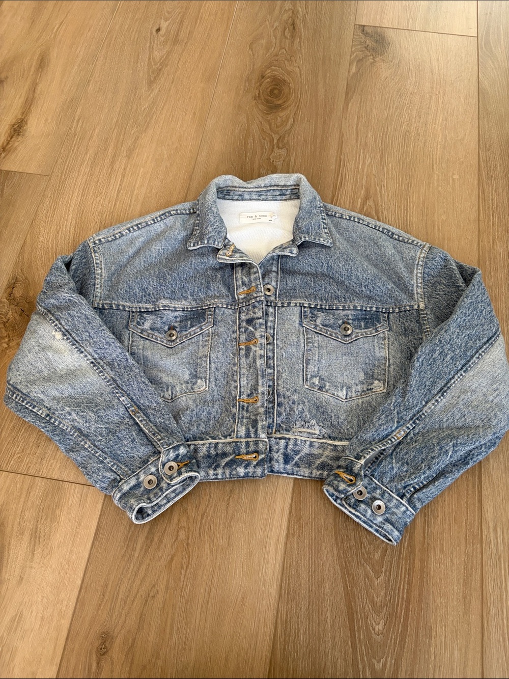 rag & bone Cropped Light Blue Soft Denim Jacket